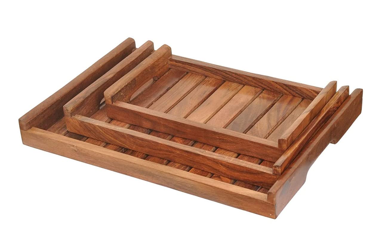 Wooden Tray Wooden Serving Tray Combo of 3