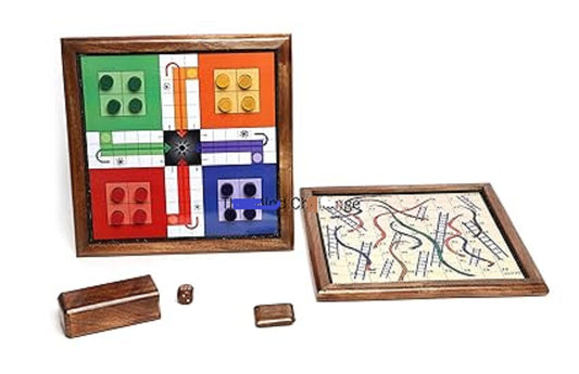 Wooden Ludo Board Game Wooden Ludo 2 in 1 Snakes and Ladders Board Game For Kids Adults Wooden Games Wooden Board Games