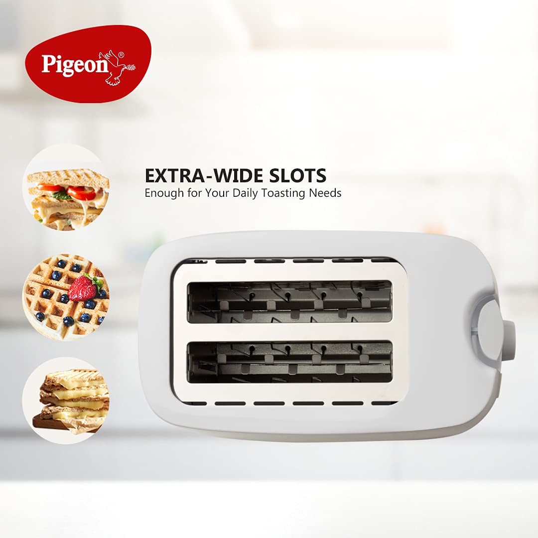 Pigeon 2 Slice Auto Pop up Toaster. A Smart Bread Toaster for Home (750 Watt) (White)