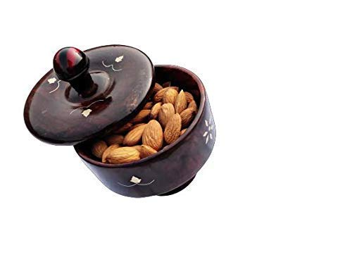 Handmade Sheesham Wooden  Dry Fruit, Dessert & Salad Bowl with Decorative Lid for Multi Purpose Kitchen and Dining Table 4 Inch