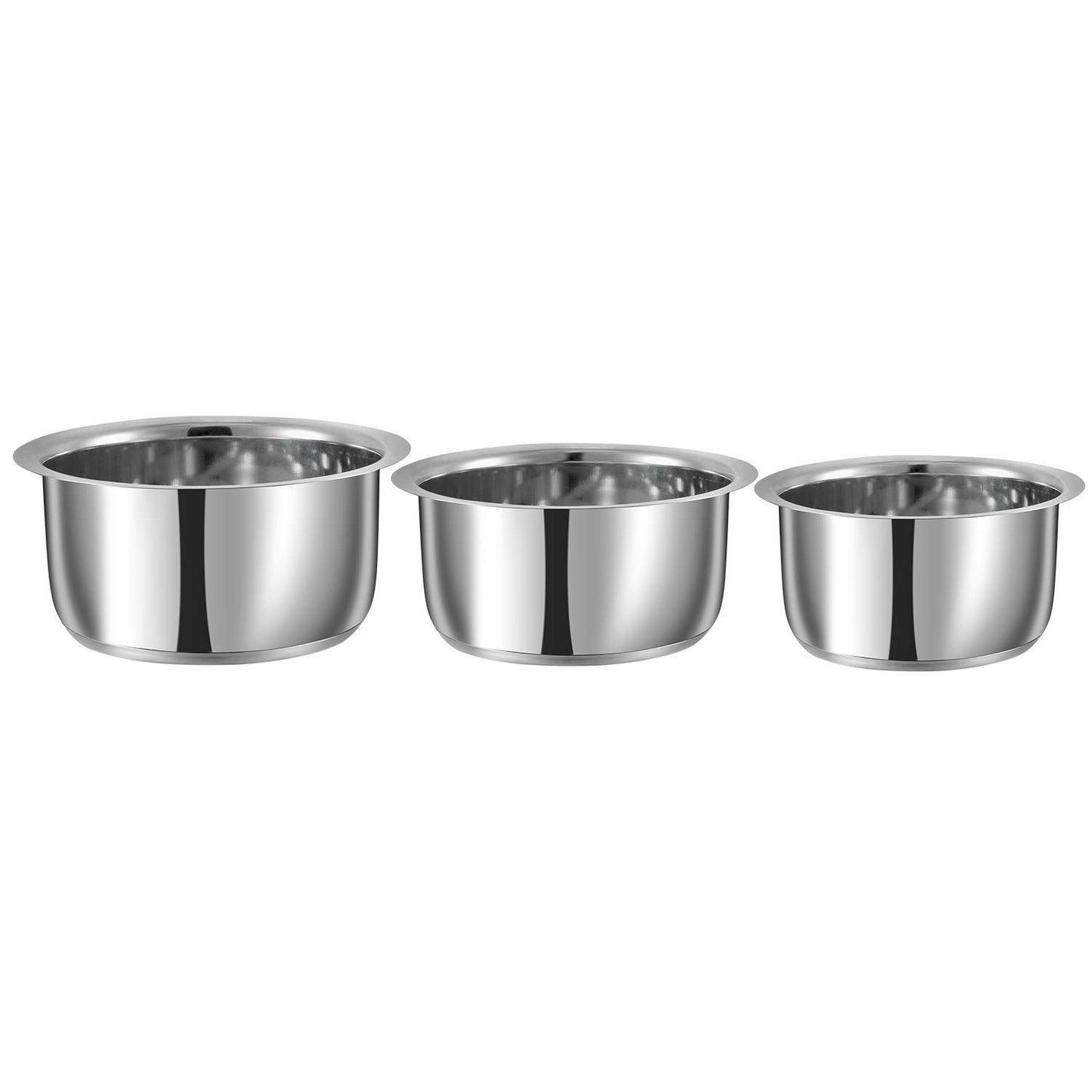 Stainless Steel Tope Set Bhagona Set with Steel Patila Set Pot Set Cooking ware Serving ware Set of 3