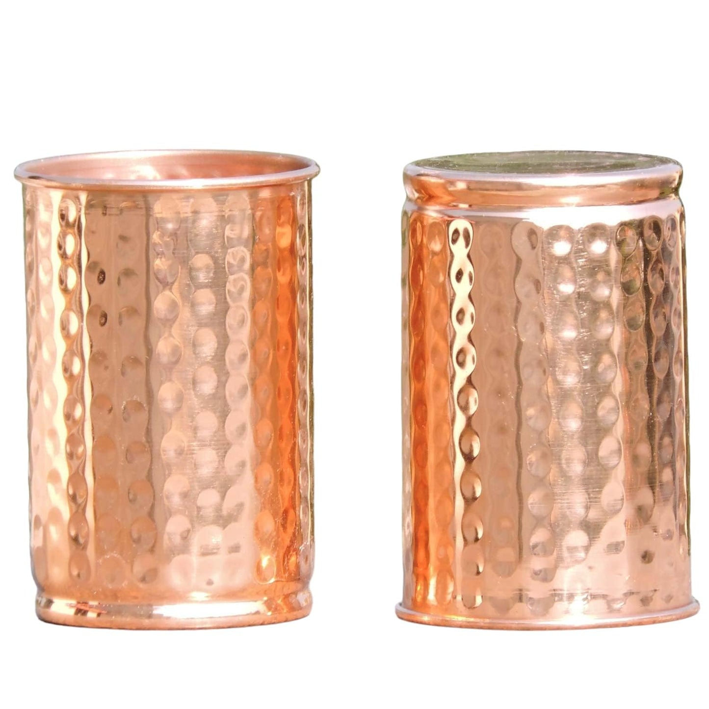 Hammered Copper Drinking Water Tumbler - 300 ml Capacity-pack of 2