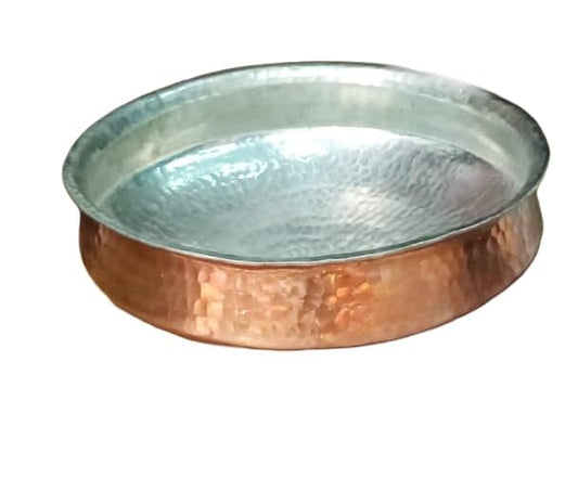 Copper Hammered Lagan Handi Chafing Dish pan with Tin Lining Cookware and Serveware Biryani Pot - 5 Ltr