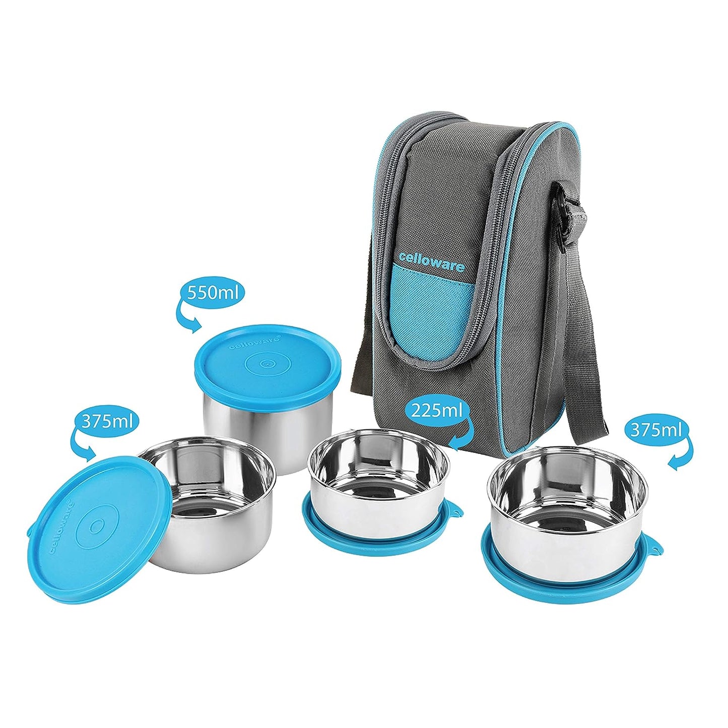 CELLO Steelox Stainless Steel Lunch Box blue