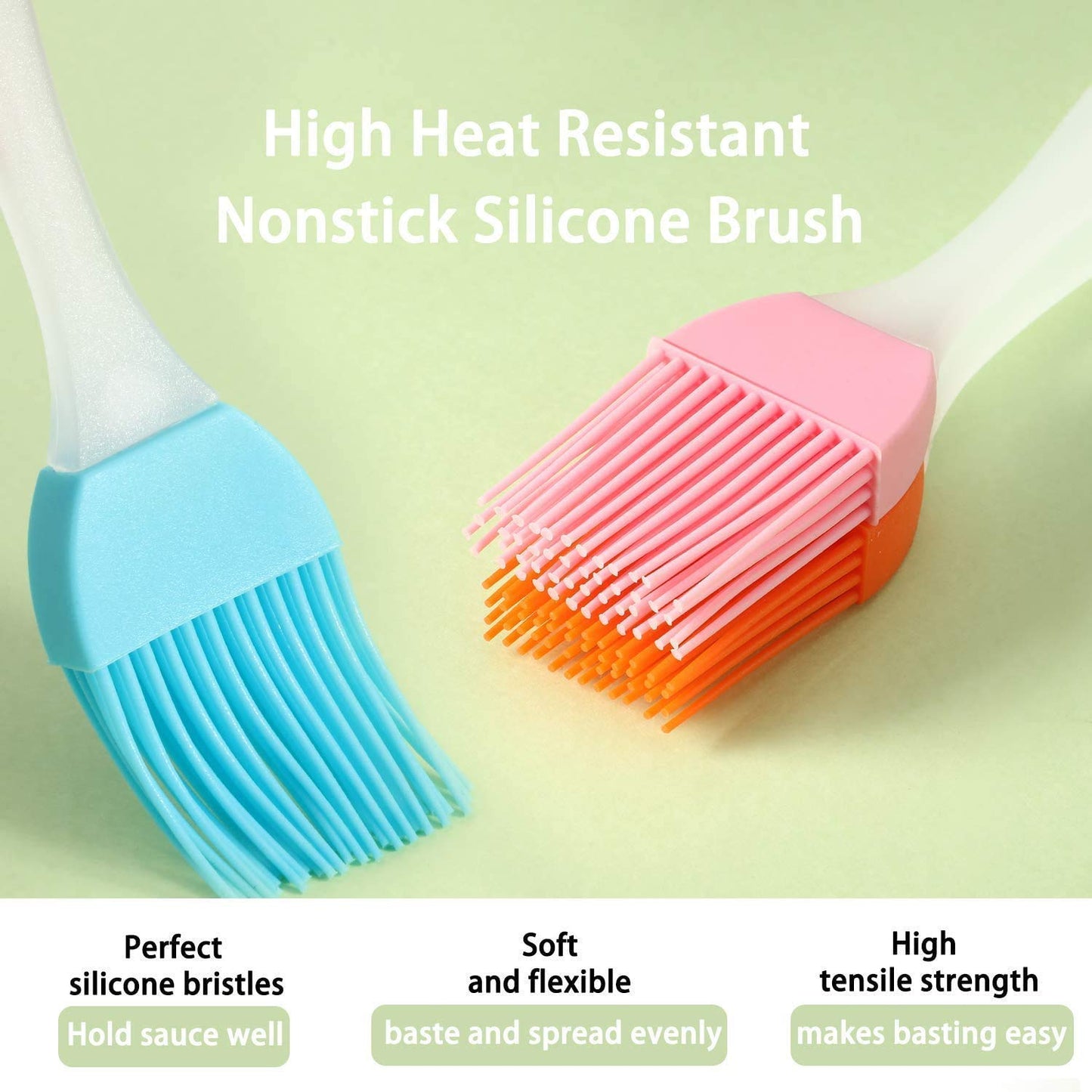 Flat Pastry Brush  Multi-Purpose Silicone Durable Easy Oil Cooking Brush for Grilling Tandoor Cooking Baking  Cooking Tools Multicolor - Set of 2