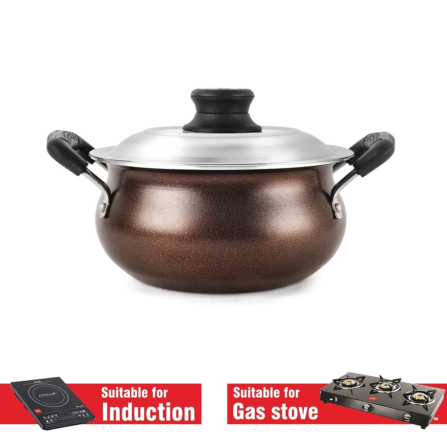 Aluminium Kadai with lid Stainless Steel Cookware Serving Ware Wok With Lid 2.5 Ltr