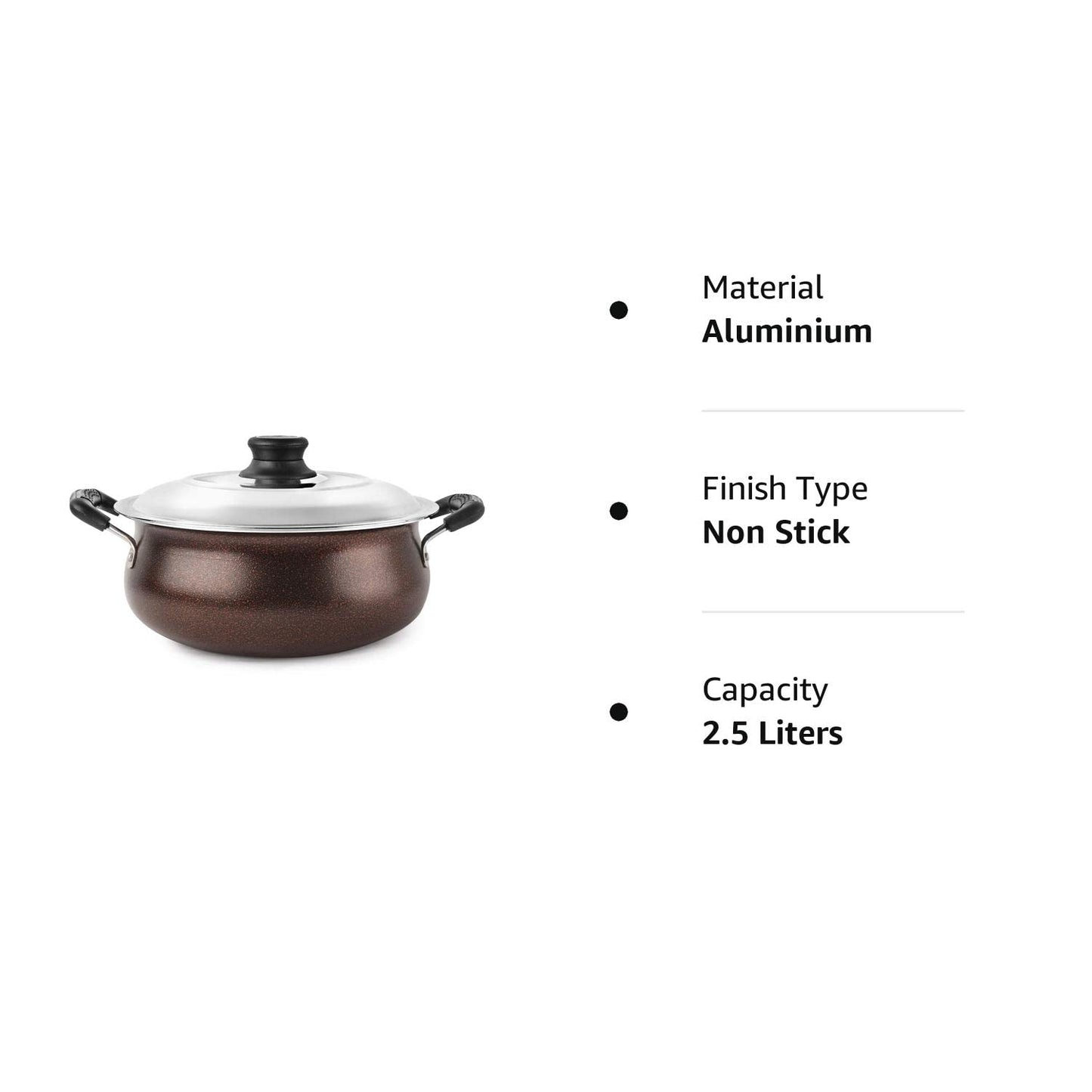 Aluminium Kadai with lid Stainless Steel Cookware Serving Ware Wok With Lid 2.5 Ltr