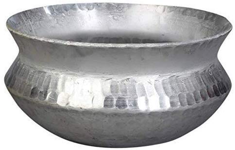 Aluminium Belly Shaped Handi Sipri for Cooking Biryani Rice Pot Degh 5 Liter Silver Cooking Pot