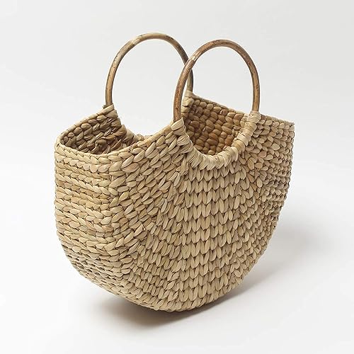 India Straw Bag Small Tote Bag Basket Bag Bamboo Tote Beach Bags for Women Boho Bag Kauna Bag Handbag Half Moon Bag