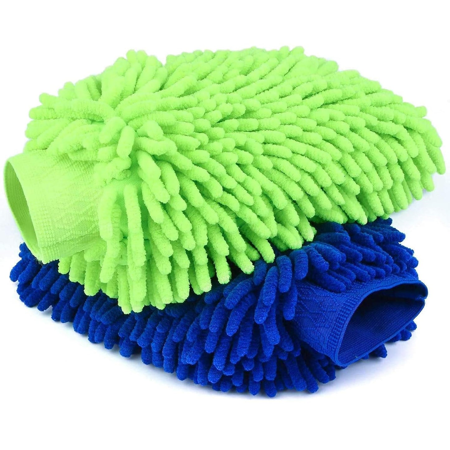 Double Sided Microfiber Cleaning Gloves Car Wash Mitt for Cleaning and Dusting Chenille Mitt Cleaning Gloves Extra Large Multicolor 2 pcs