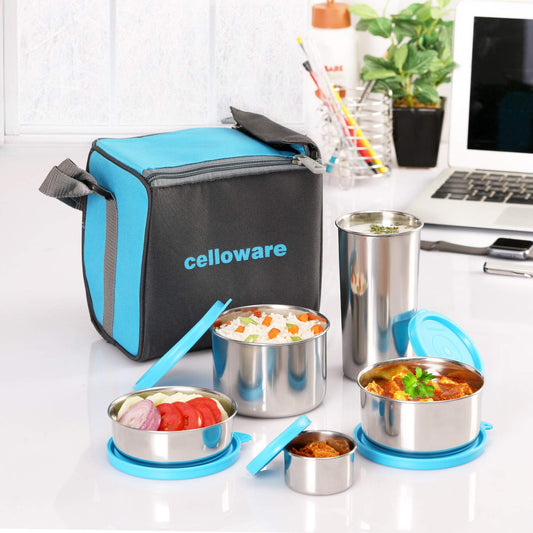 CELLO Steelox Stainless Steel Lunch Box blue