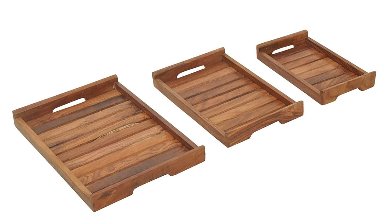 Wooden Tray Wooden Serving Tray Combo of 3