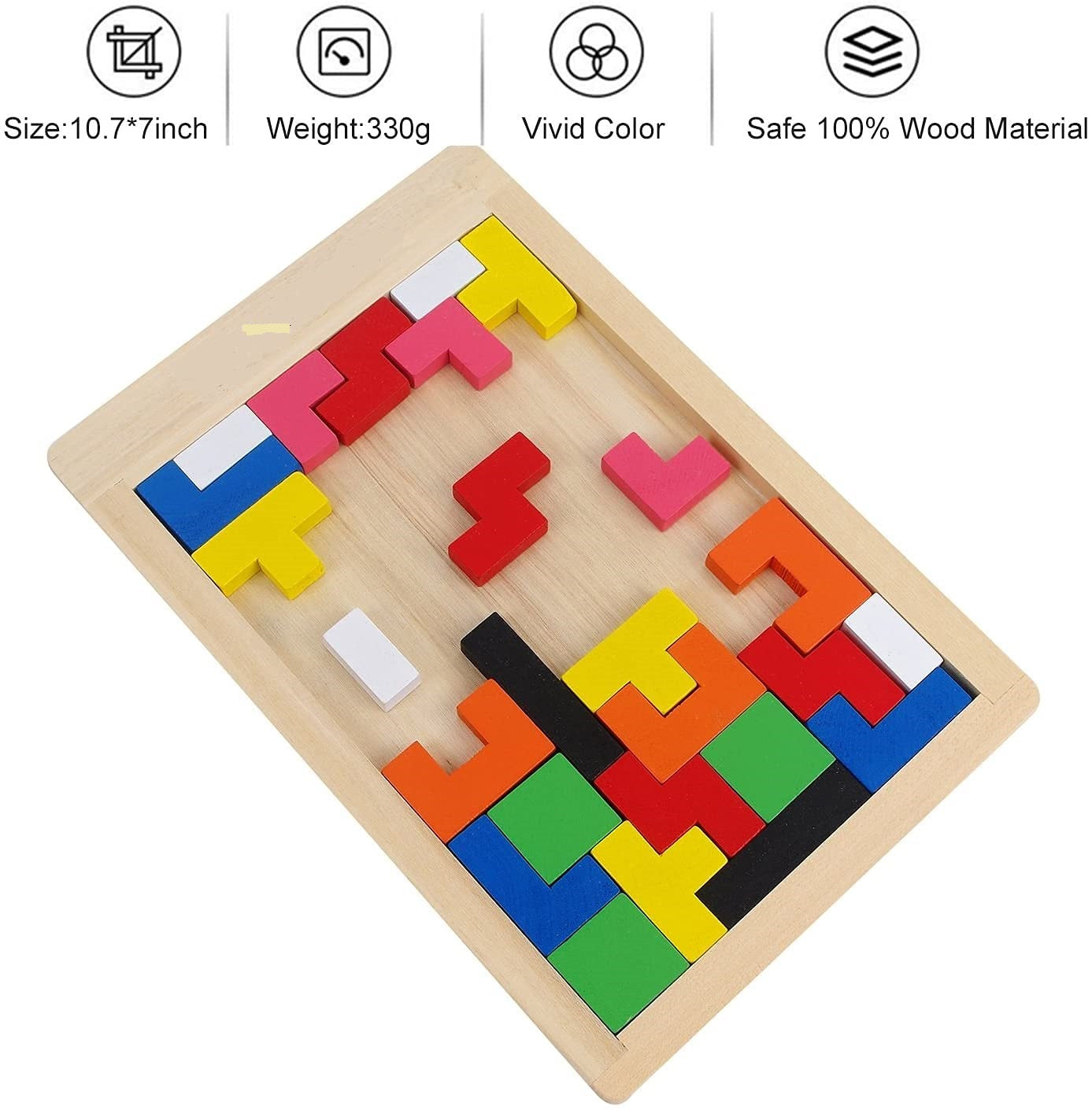 Wooden Puzzles Brain Toy Colorful Jigsaw Game Wood Puzzles jigsaw puzzle games Educational Gift for Baby Toddlers Kids Age 3+ Years