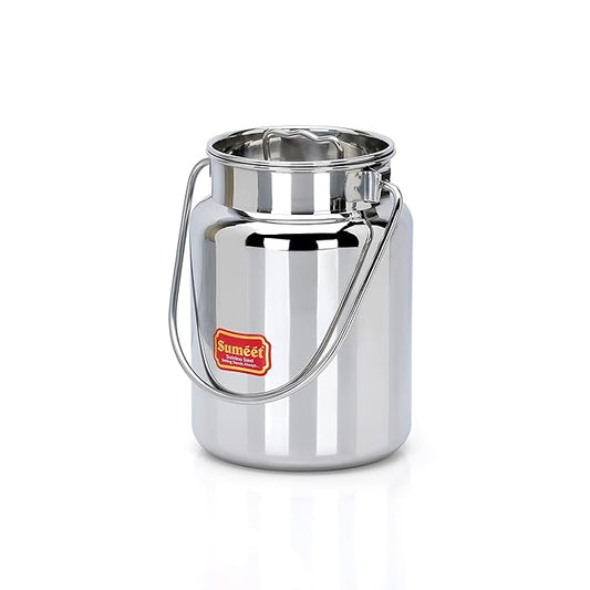 Sumeet Stainless Steel Milk Can &Oil Can,Milk Barni,Oil Pot with Lid 2000ML capacity 13Cm