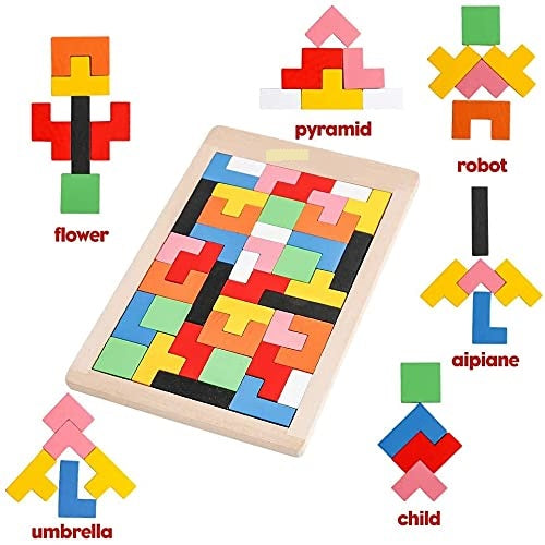 Wooden Puzzles Brain Toy Colorful Jigsaw Game Wood Puzzles jigsaw puzzle games Educational Gift for Baby Toddlers Kids Age 3+ Years