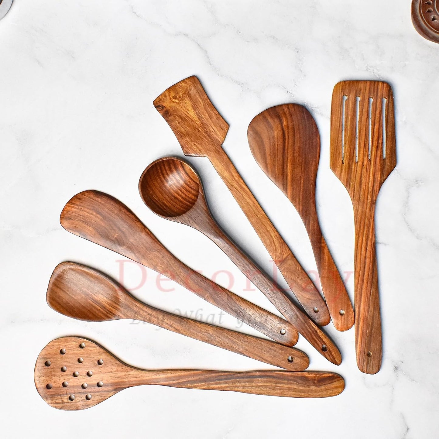 Wooden Spoon Serving and Cooking Spoon Kitchen Tools Utensil Set of 8 Table Spoons