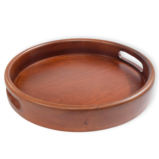 Handcrafted Round Wooden Serving Tray 12x12 Inch Platter Kitchen Tray