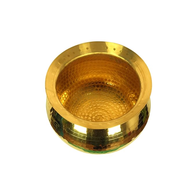 Brass Handi for Cooking Food (Water Capacity 2 Litre) Small Size Brass Handi for Cooking Brass Utensils for Kitchen Cooking