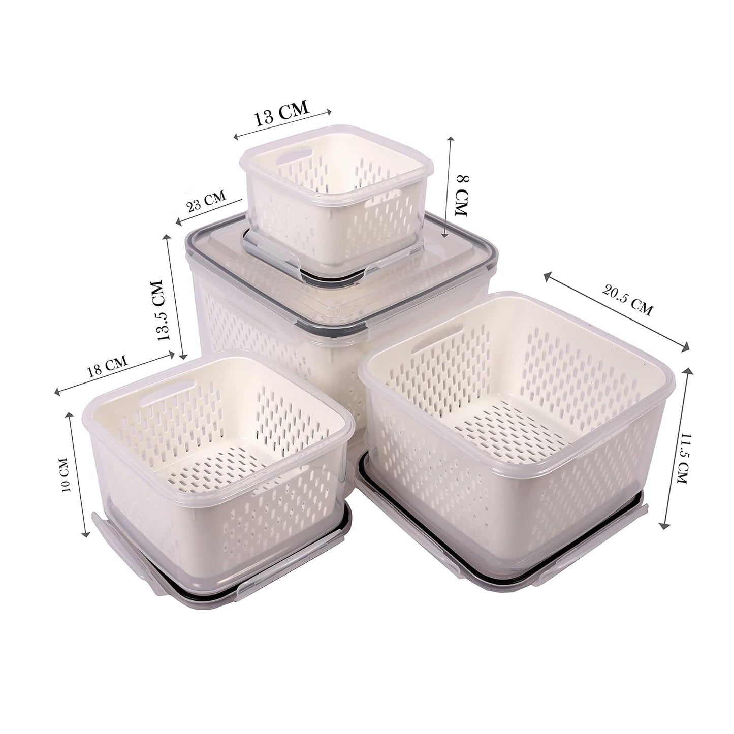 Refrigerator Storage Box Fridge Fresh Kitchen Organizer Vegetable Fruit Boxes Drain Basket Kitchen Storage Containers With Lid : 750ML,1600ML,2850ML,4150ML