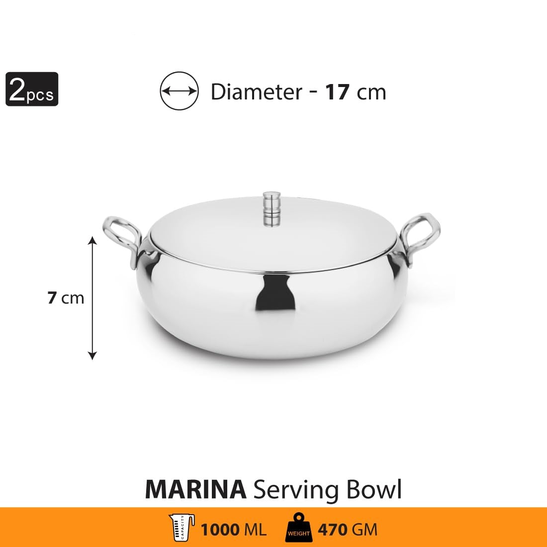 Stainless Steel Serving Bowl Set with Lid 17 cm Each bowl set serving bowls serving bowls set