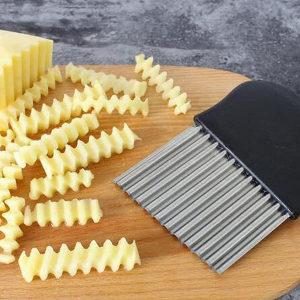 Nylon Crinkle Cutter, Stainless Steel Potato Chipper Chip Cutter, Potato Cutter French Fries Vegetable Cutter and Fruit Slicer, Potato Spiral Cutter potato chips cutter