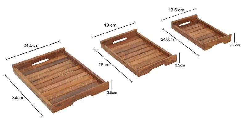 Wooden Tray Wooden Serving Tray Combo of 3