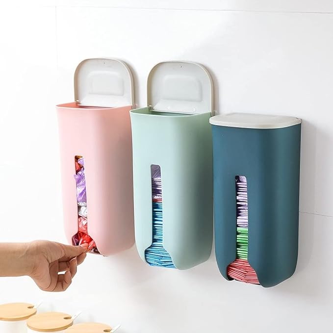 Kitchen Open-Top Grocery Bag Holder Plastic Saver And Dispenser Kitchen Dispenser Grocery Bags Holder Wall Mount Storage Box Container Plastic Bag Holder and Dispenser for Plastic Bags pack of 1