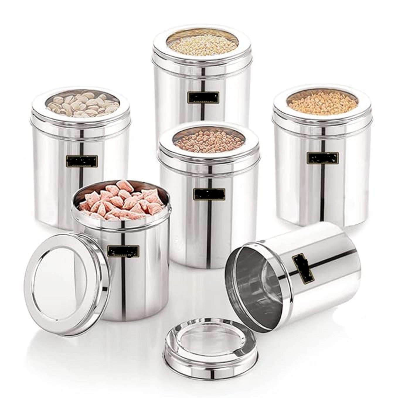 Stainless Steel Containers for kitchen with See Through Lid  Kitchen Containers Set Food Grains Capacity500gms Approx