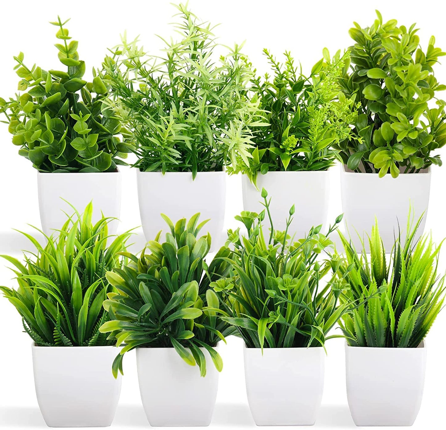 Artificial Potted Plants Artificial Plastic Eucalyptus Plants Small Indoor Potted Houseplants plant plants indoor 8 Pcs