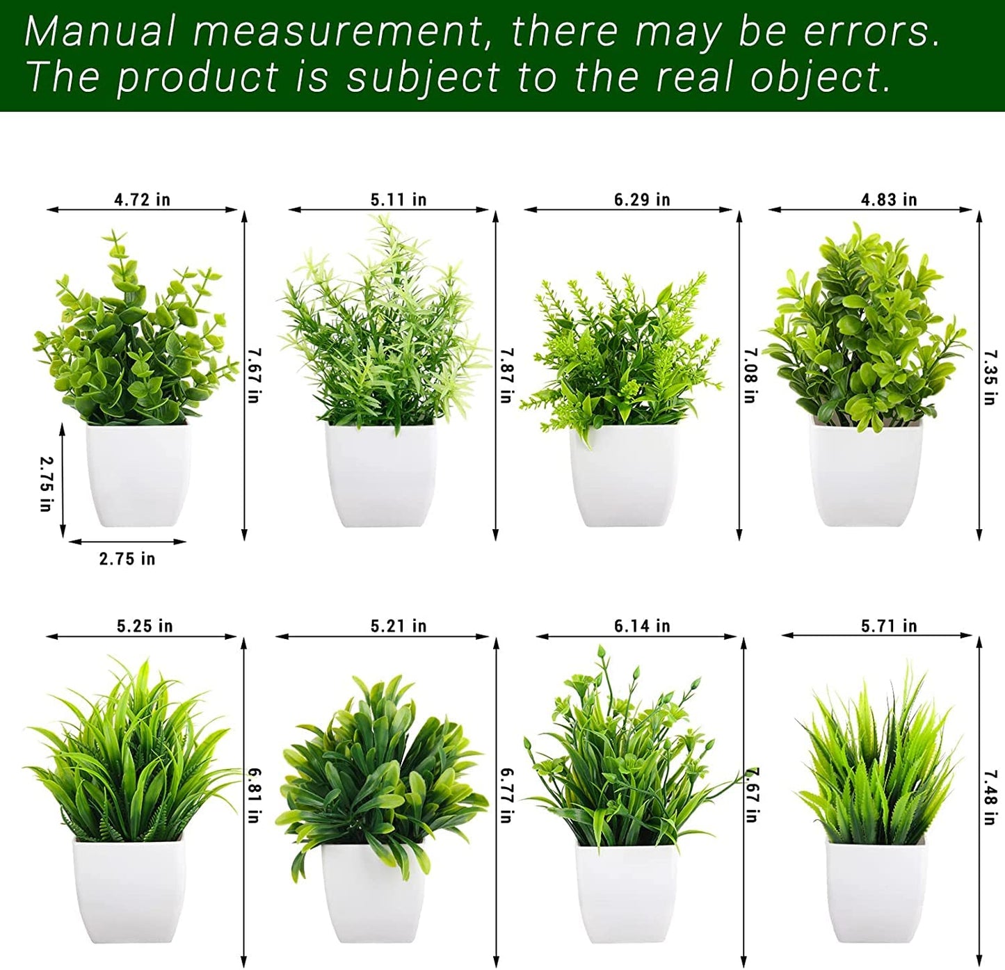 Artificial Potted Plants Artificial Plastic Eucalyptus Plants Small Indoor Potted Houseplants plant plants indoor 8 Pcs