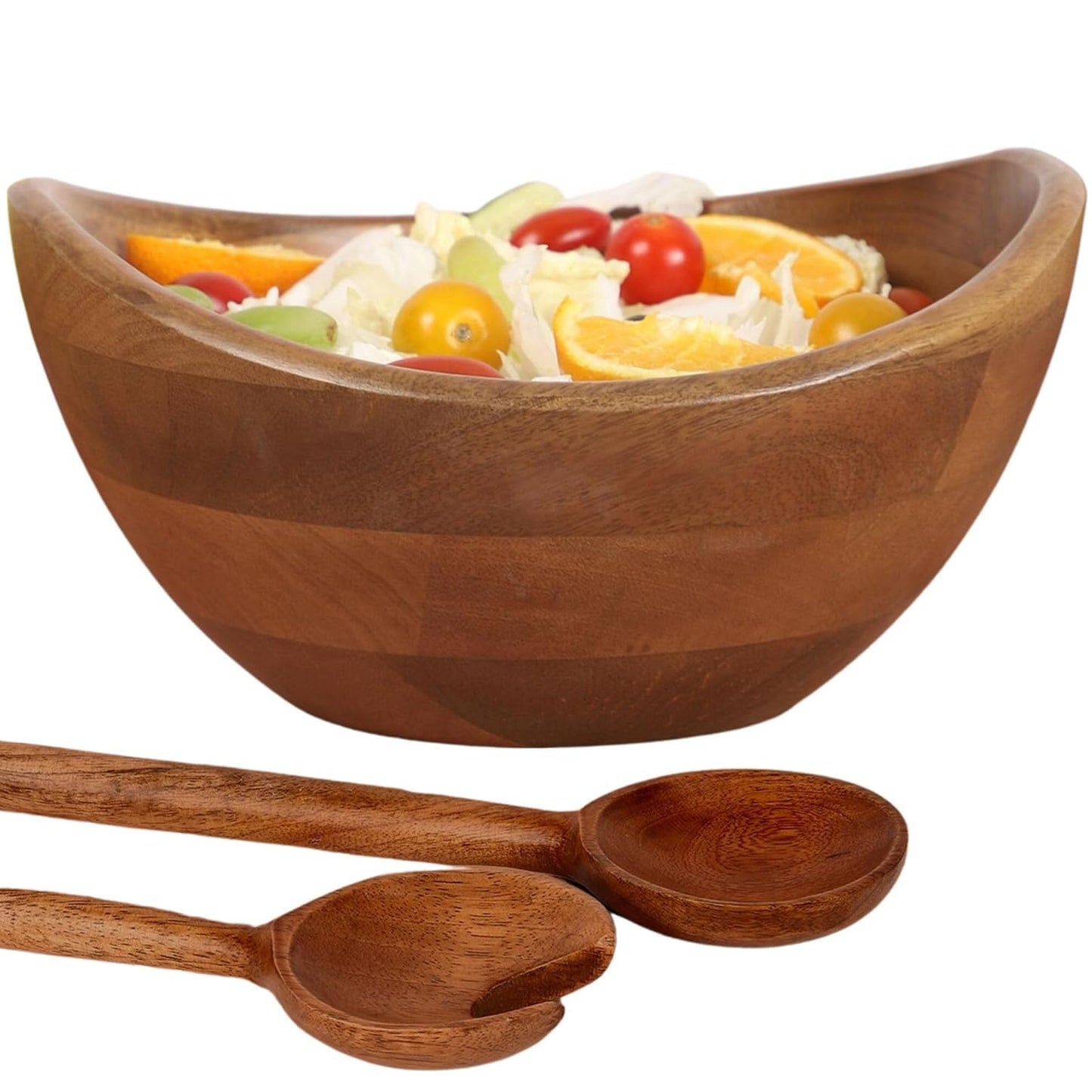 Wooden Salad Bowl with 2 Serving Spoons Mixing & Serving Bowls Wooden Bowl ‎Salad Bowl with 2 Serving Spoons Kitchen Bowl