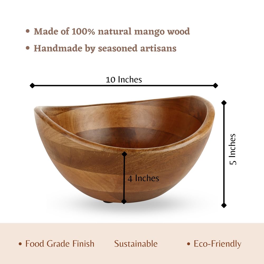 Wooden Salad Bowl with 2 Serving Spoons Mixing & Serving Bowls Wooden Bowl ‎Salad Bowl with 2 Serving Spoons Kitchen Bowl