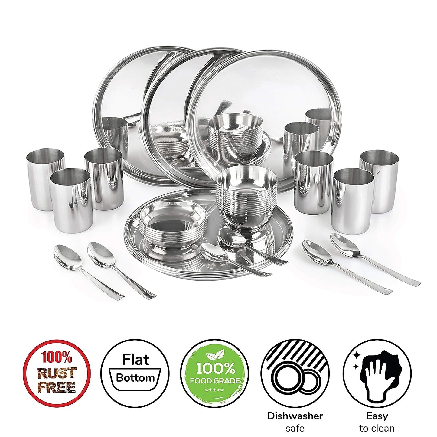 Stainless Steel Dinner Set Crockery Set Kitchen Set for Home Utensils Set of 36pcs