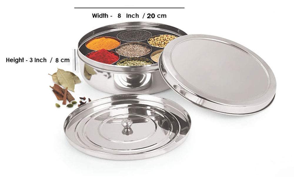 Stainless Steel spice box container organiser with lid and spoon spice organiser spice storage