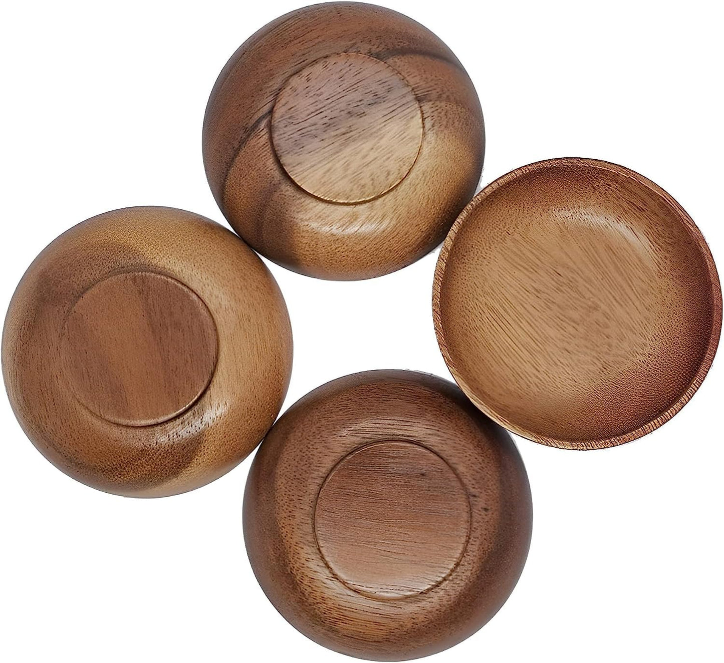 Round Wooden Bowl Small Size Wooden Snacks Bowls Wood Small Serving Bowl Serving Bowl Pyala Kitchen Snack Bowl Set of 4 Bowls Dia 3⅝"x 1" H