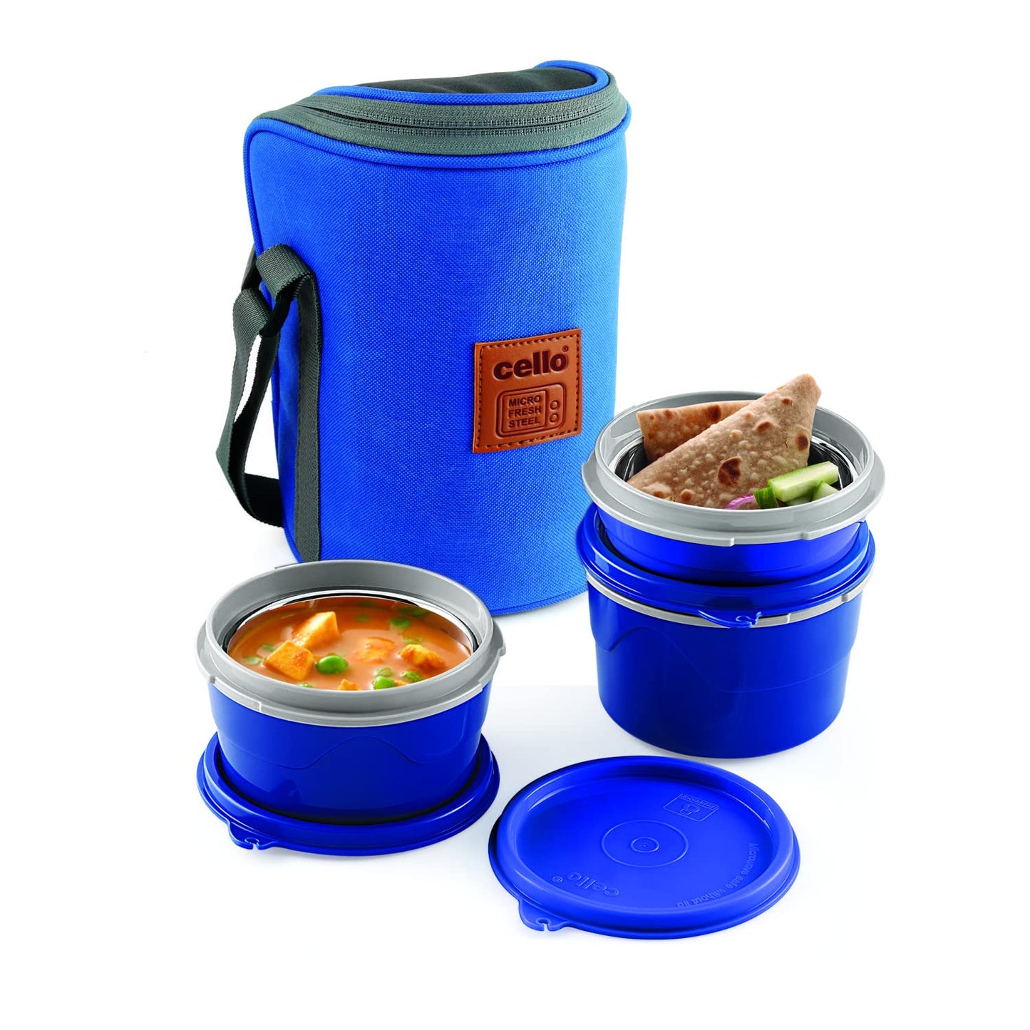 CELLO Maxfresh Hot Wave Stainless Steel 3 Container Lunch Box 225ml, 375ml and 550ml