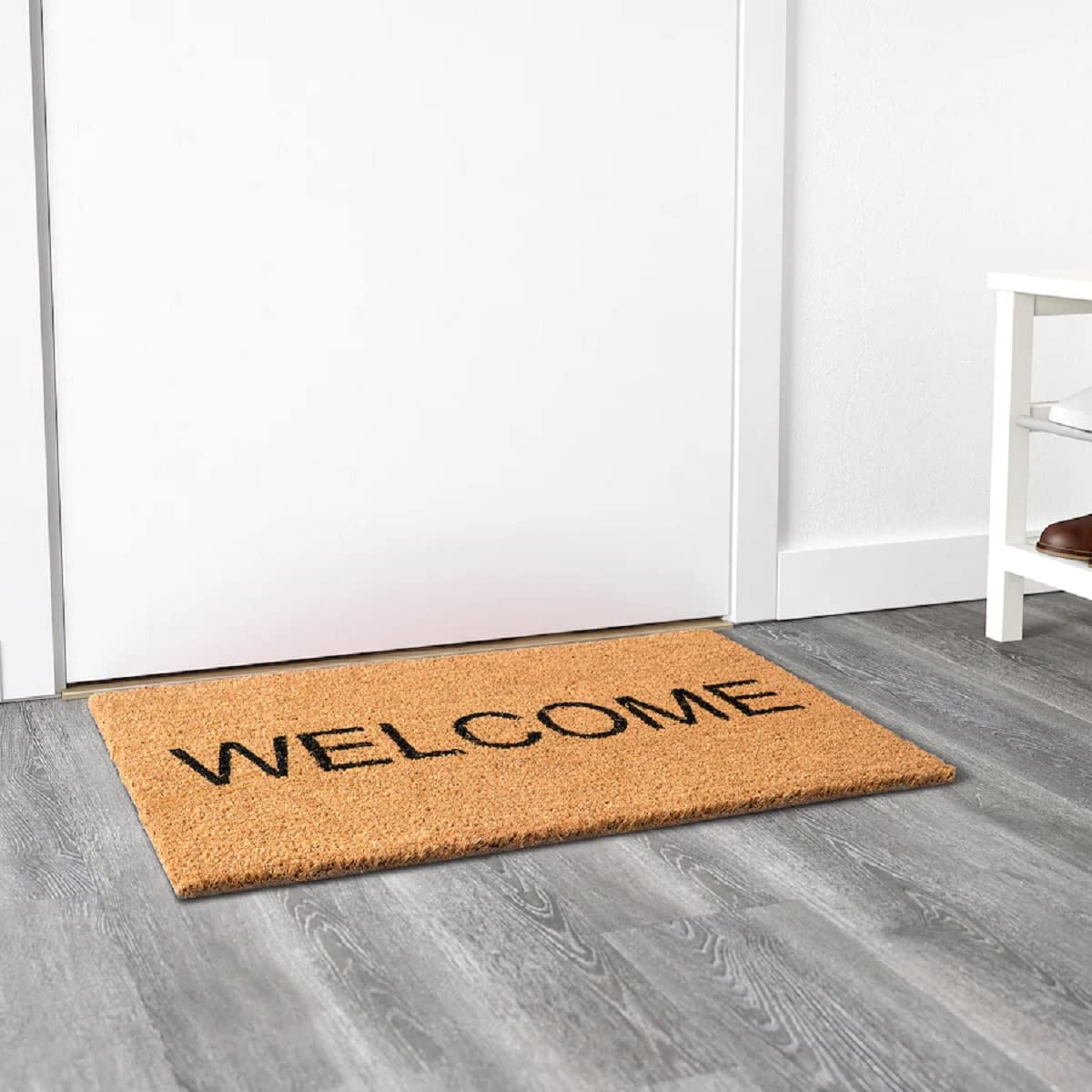 IKEA Little Loved Corner JANDERUP Door Mat, Anti Slip & Coconut Fibers, Entry Mat, Office and Home Entrance, Natural/Black (40x70 cm)