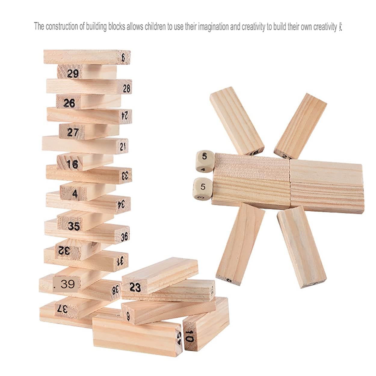 Wooden Jenga Wooden Blocks 51 Pcs 4 Dice Building Blocks Game jenga games jenga wooden blocks game