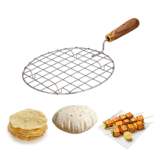 Wooden Handle Roaster Papad Jali Paneer Grill Roti Maker Barbeque Jali Roaster Chapati Toast Grill Roaster griller toaster