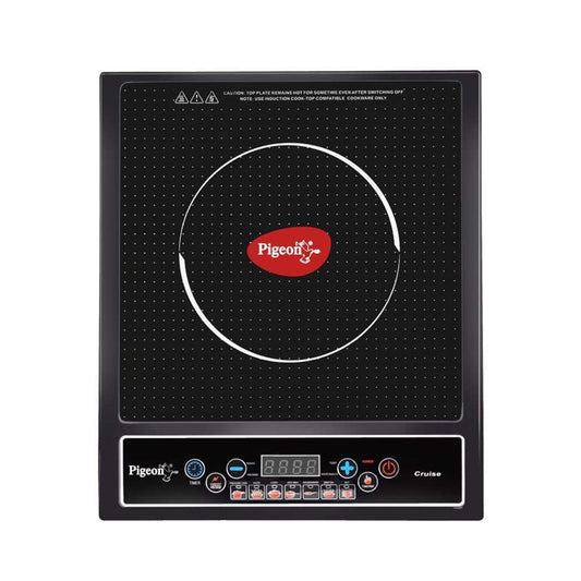 Pigeon by Stovekraft Cruise 1800 watt Induction Cooktop With Crystal Glass,7 Segments LED Display, Auto Switch Off - Black