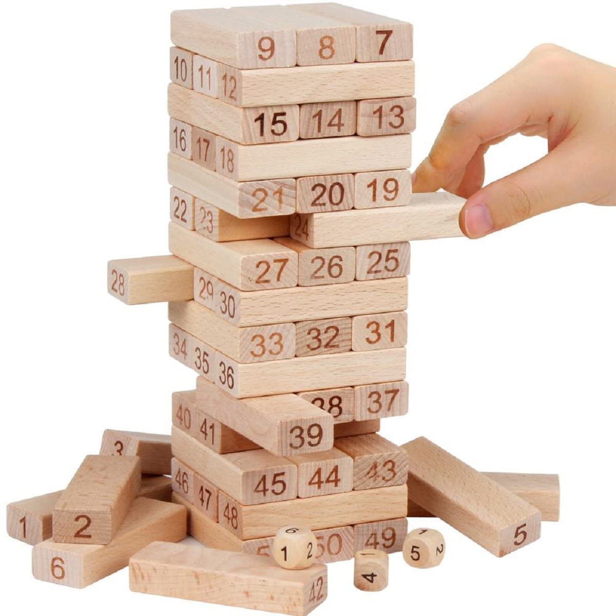 Wooden Jenga Wooden Blocks 51 Pcs 4 Dice Building Blocks Game jenga games jenga wooden blocks game