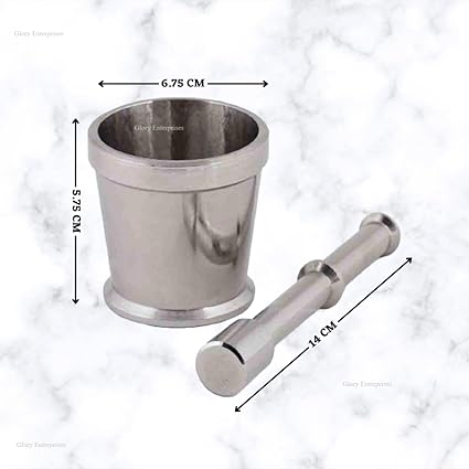 Stainless Steel Mortar and Pestle Set Khalbatta Spice Mixer & Spice Grinder Molcajete Khalbatta Okhli Masher/Kharal Well Design for Kitchen