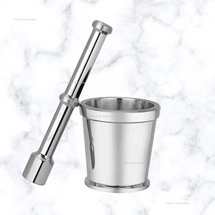 Stainless Steel Mortar and Pestle Set Khalbatta Spice Mixer & Spice Grinder Molcajete Khalbatta Okhli Masher/Kharal Well Design for Kitchen