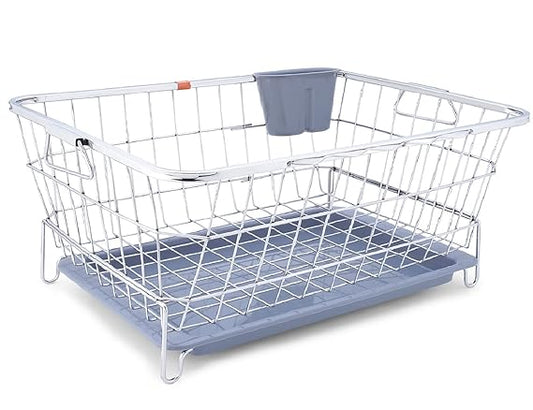 STEEL Stainless Steel Dish Drainer After Wash Utensils Basket (Dish Rack with 1 Spoon Hold Kitchen Basketer)