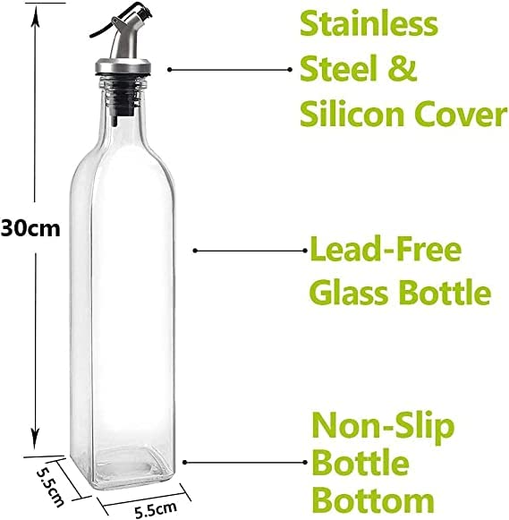 500 ml Oil Dispenser Pack of 2 Bottle Olive Oil Dispenser Vinegar Dispenser Bottle Glass Oil Dispenser  Kitchen Oil Dispenser Bottle Salad Dressing Dispenser Bottle Oil Pouring Bottle Cooking Oil Dispenser Pump Oil Dispenser Bottle