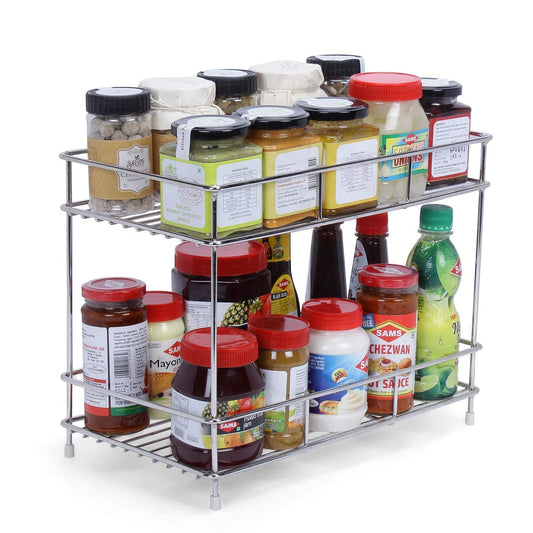 Rack & Container Organizer, Utensils Dishes Spices Jar Holder Rack & Cup & Glass Holder (2 Layer Rack), Countertop, Tabletop