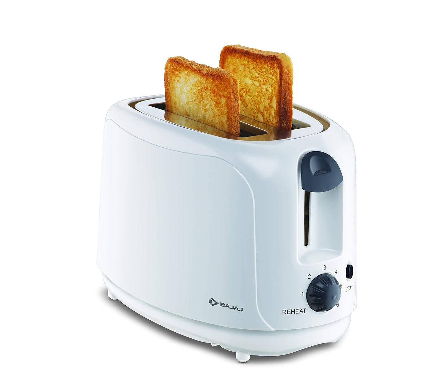 Bajaj ATX 4 750-Watt 2-Slice Pop-up Toaster | Dust Cover & Slide Out Crumb Tray | 6-Level Browning Controls | Mid-Cycle Cancel Feature| White Electric Toaster