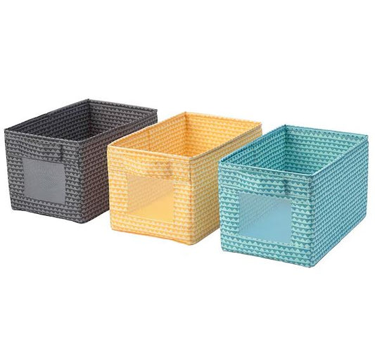 IKEA UPPRYMD Box, black yellow/turquoise, 18x27x17 cm (7x10 ¾x6 ¾ ) Cupboard Organizer Home Room Storage Organiser 3pcs