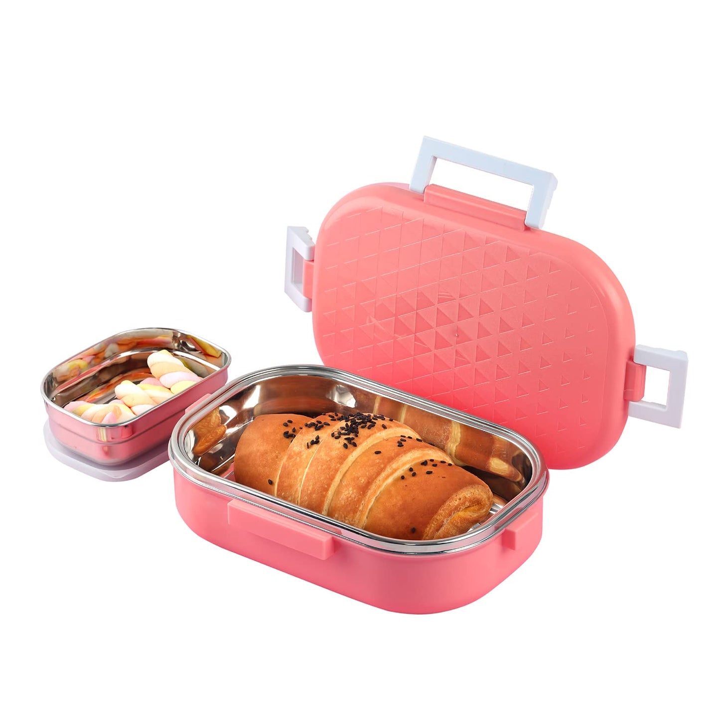 CELLO Altro Neo Lunch Box, Neo Pink, 700ml | 2 Units Insulated Lunch Boxes |Stainless Steel Lunch Box for Kids | Leak-Proof Snacks Tiffin Box for School