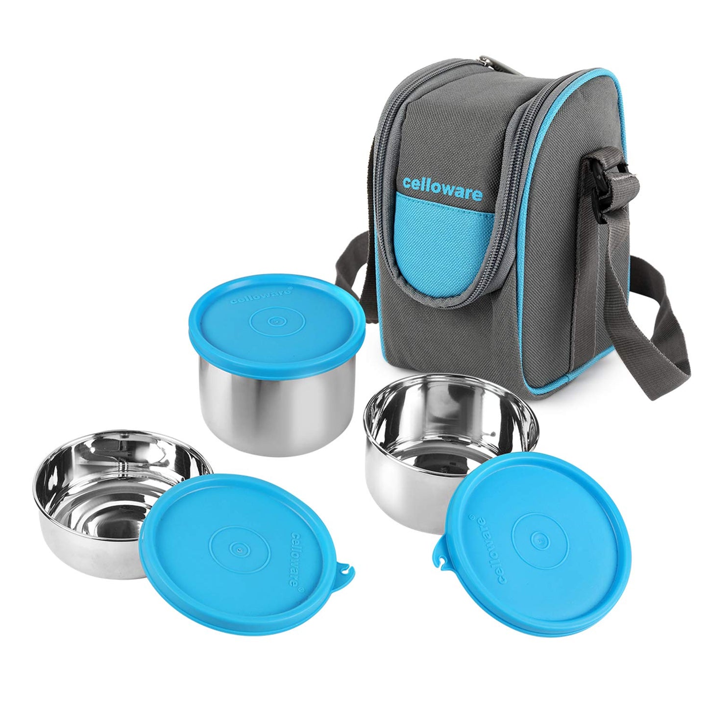 CELLO Steelox Stainless Steel Lunch Box blue